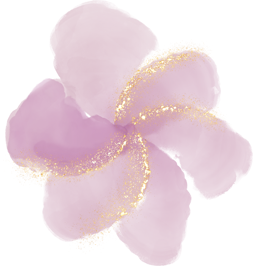 Water Color Flower Gold Glitter pink